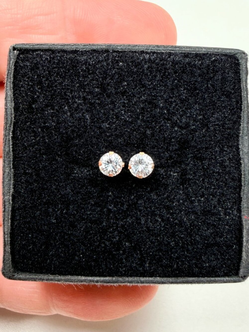 10k Solid Yellow Gold Genuine 3.8mm Cubic Zirconia Stud Earrings